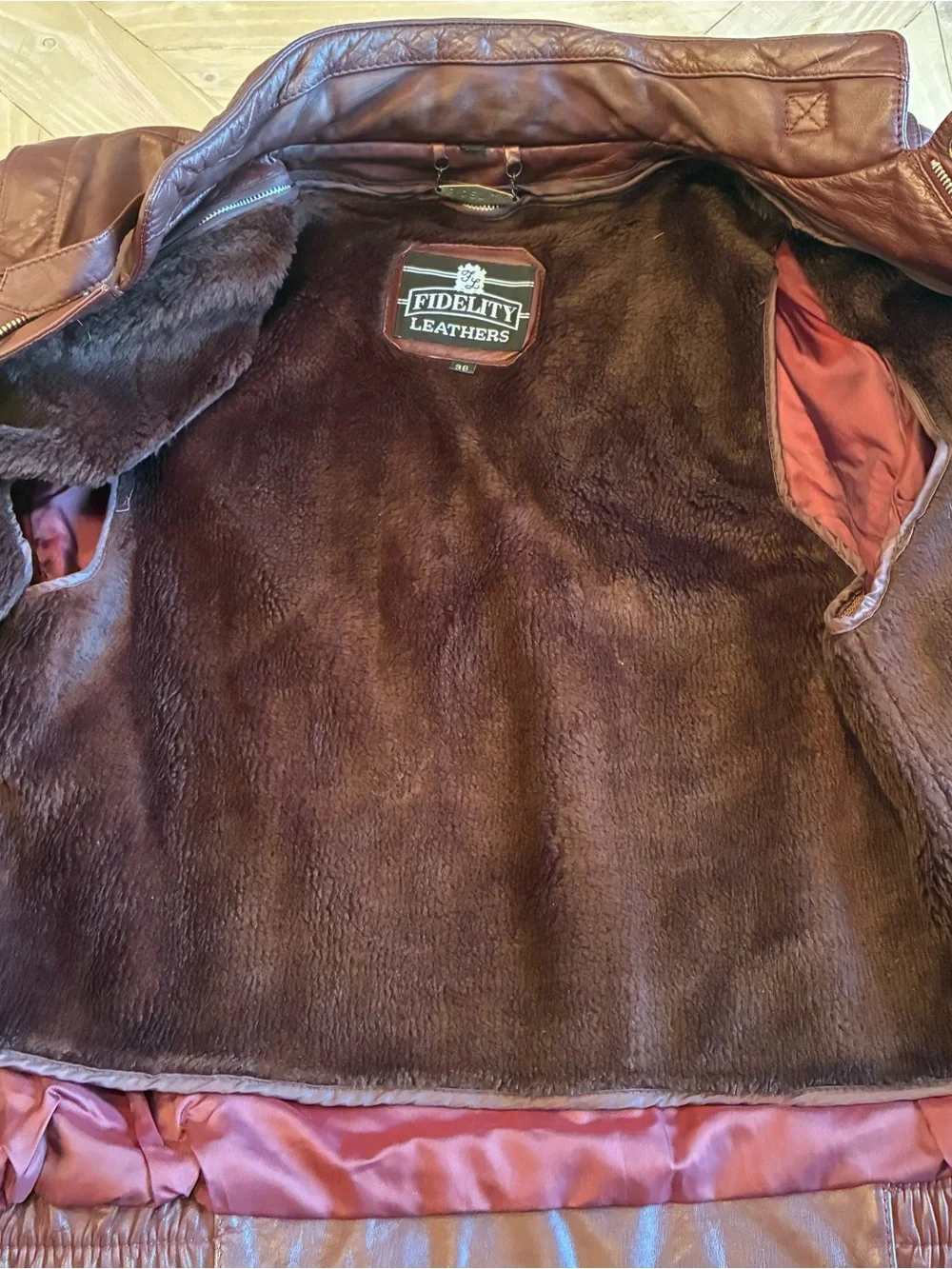 Fidelity Men's Burgundy Leather Bomber Jacket